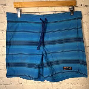 Patagonia Stretch Wavefarer Volley‎ Shorts 16" Mens Medium Blue Striped Board